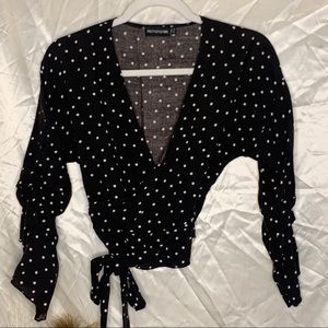 Polka dot ruffle blouse